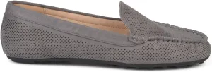 Brinley Co. Womens Comfort Sole Faux Nubuck Laser Cut Loafers Grey, 9 Regular US