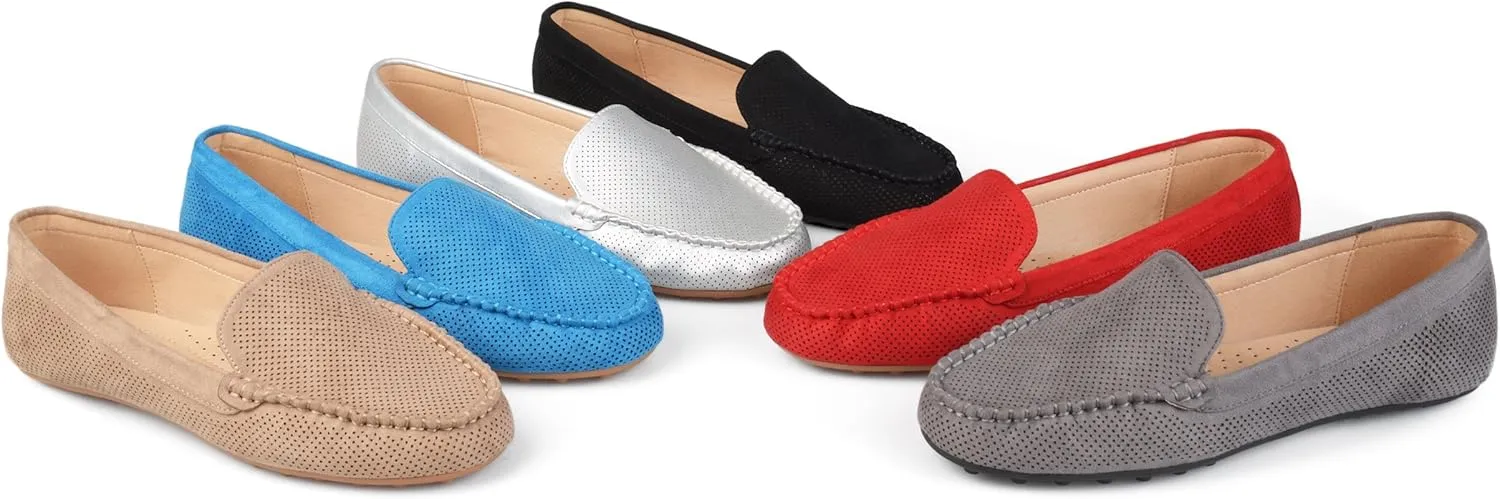 Brinley Co. Womens Comfort Sole Faux Nubuck Laser Cut Loafers