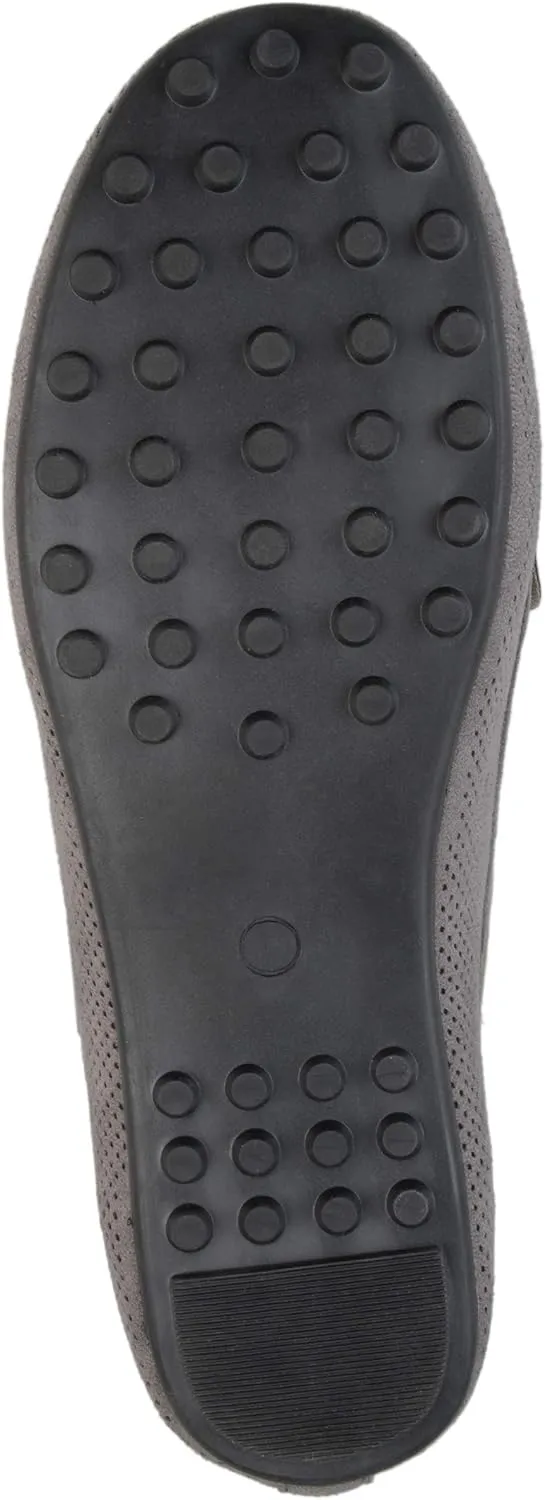 Brinley Co. Womens Comfort Sole Faux Nubuck Laser Cut Loafers