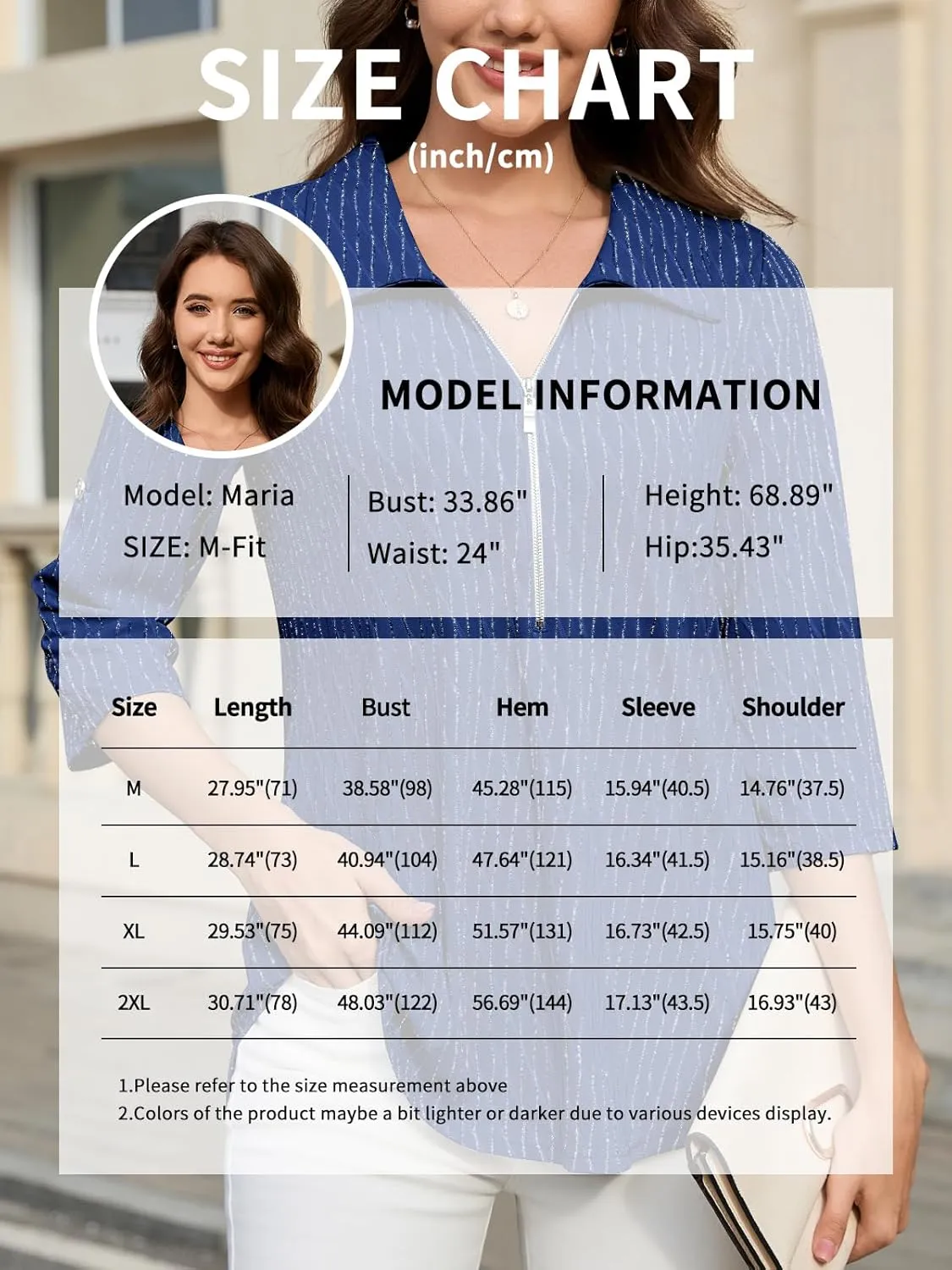 Bulotus Women's 3/4 Sleeve V-Neck Dressy Casual Tunic Shirt