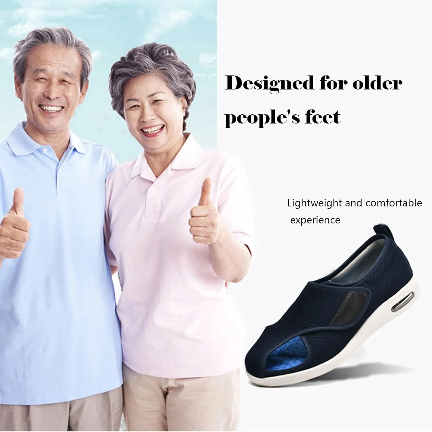 bumuam Lightweight Walking Sneakers,Women's Diabetic Sandals, Adjustable Width Arthritis&Edema Shoes for Elderly Arthritis Edema Swollen Feet