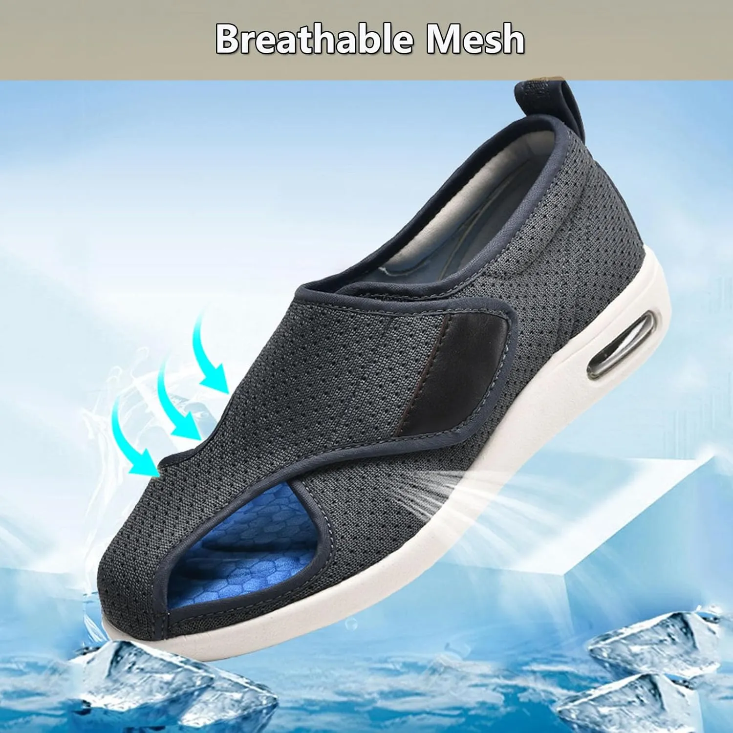 bumuam Lightweight Walking Sneakers,Women's Diabetic Sandals, Adjustable Width Arthritis&Edema Shoes for Elderly Arthritis Edema Swollen Feet