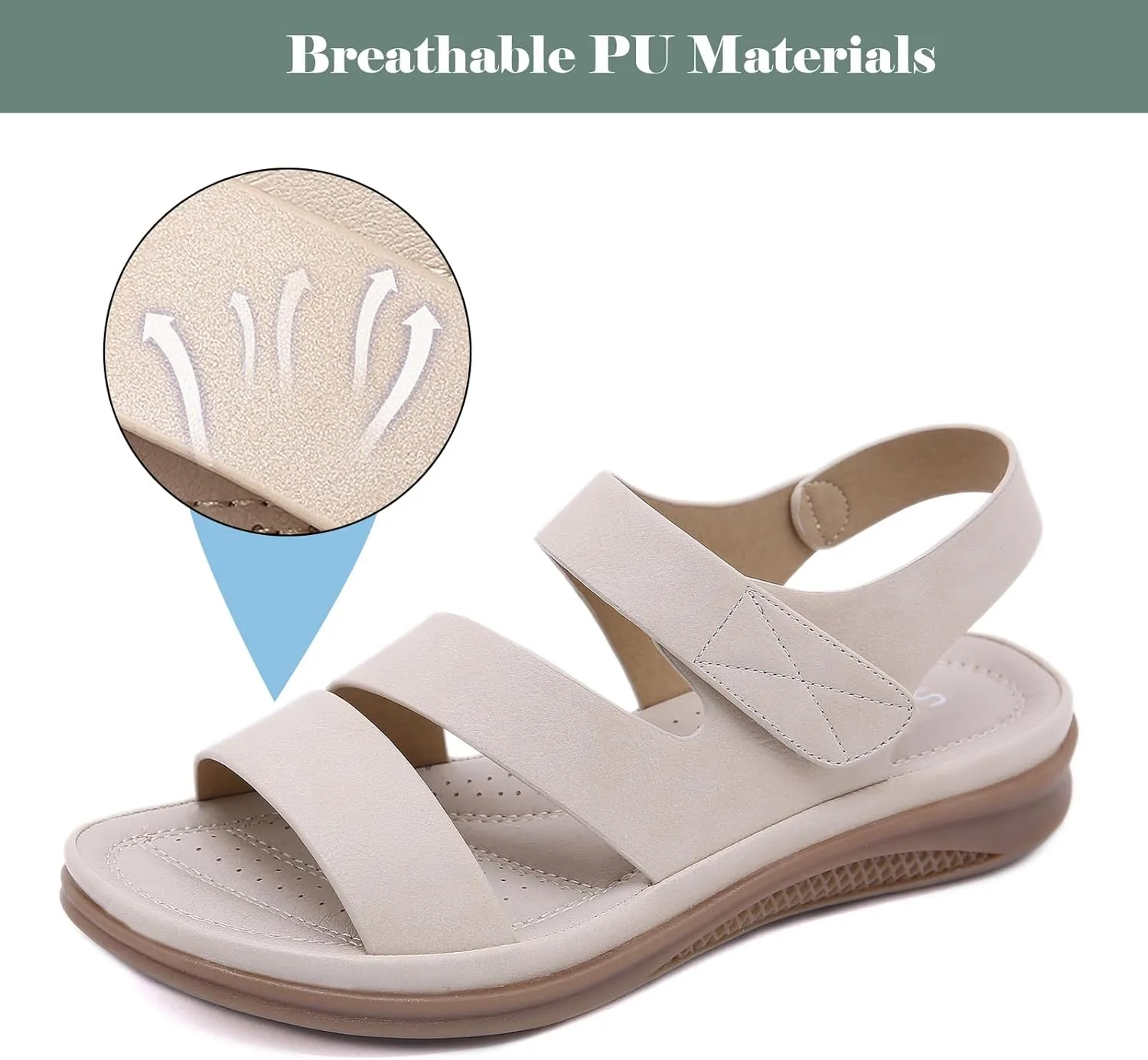 bumuam Womens Hiking Sandals, Non-slip Casual Open Toe Sport Sandal, Lightweight Walking Sandals for Women, Adjustable Strap, Arch Support, for Trekking Camping