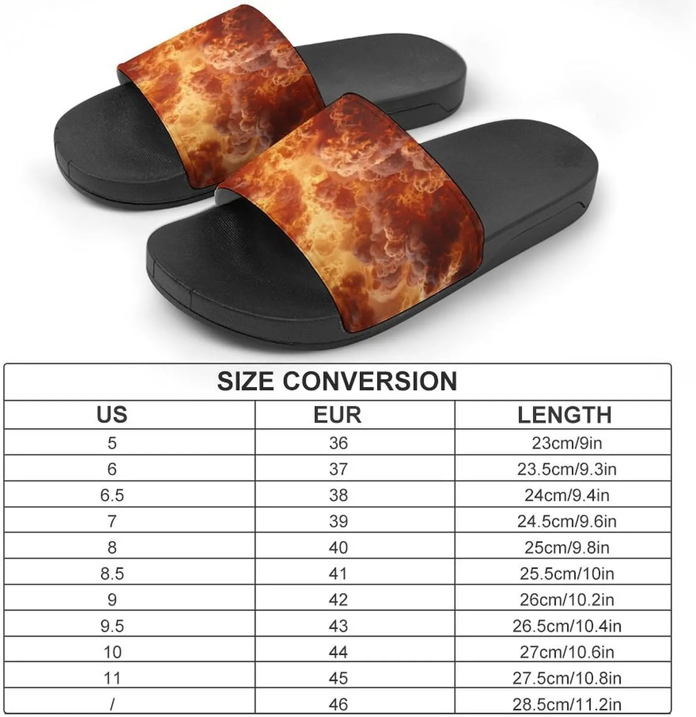 Burning Flames Explosion Fireball PVC Home Slippers Beach Shower Sandals Summer Non-Slip Outdoor Shoes for Men Women