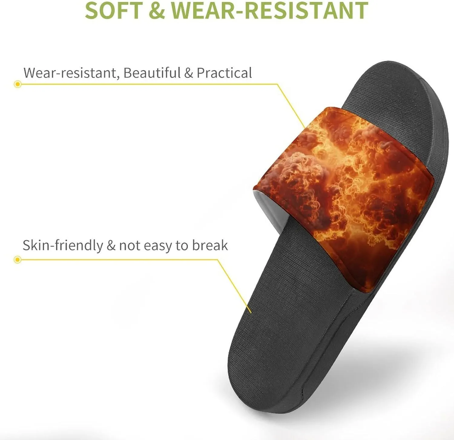 Burning Flames Explosion Fireball PVC Home Slippers Beach Shower Sandals Summer Non-Slip Outdoor Shoes for Men Women