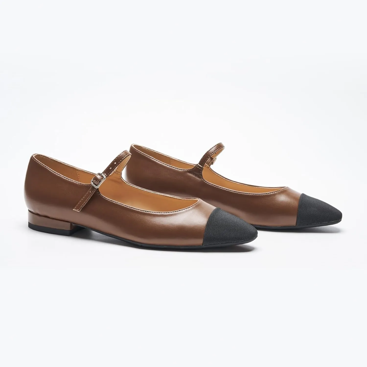 C. Paravano Women's Mary Jane Flats | Almond Toe Leather Ballet Flats with Adjustable Strap, Dressy and Casual Shoes for Office,Travel,Bridal, Church,Business Meetings & Daily Wear