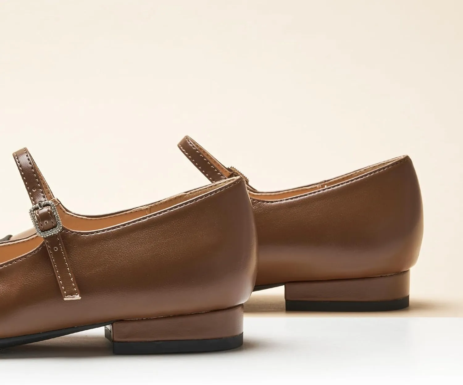 C. Paravano Women's Mary Jane Flats | Almond Toe Leather Ballet Flats with Adjustable Strap, Dressy and Casual Shoes for Office,Travel,Bridal, Church,Business Meetings & Daily Wear