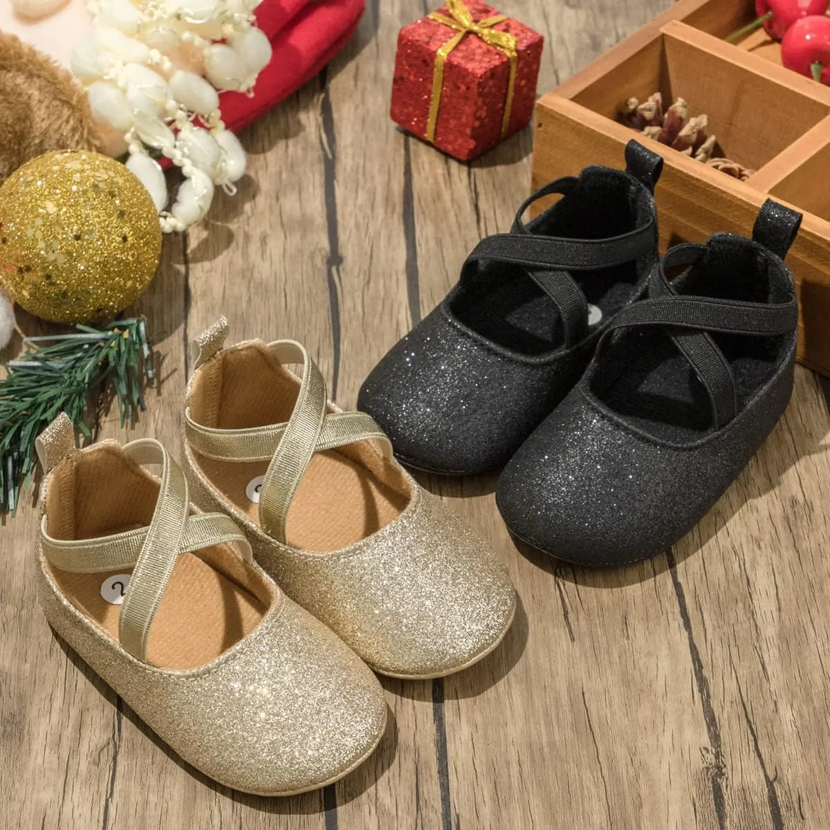 CENCIRILY Infant Baby Girls Mary Jane Flats Non Slip Soft Sole Prewalker Princess Wedding Dress Shoes