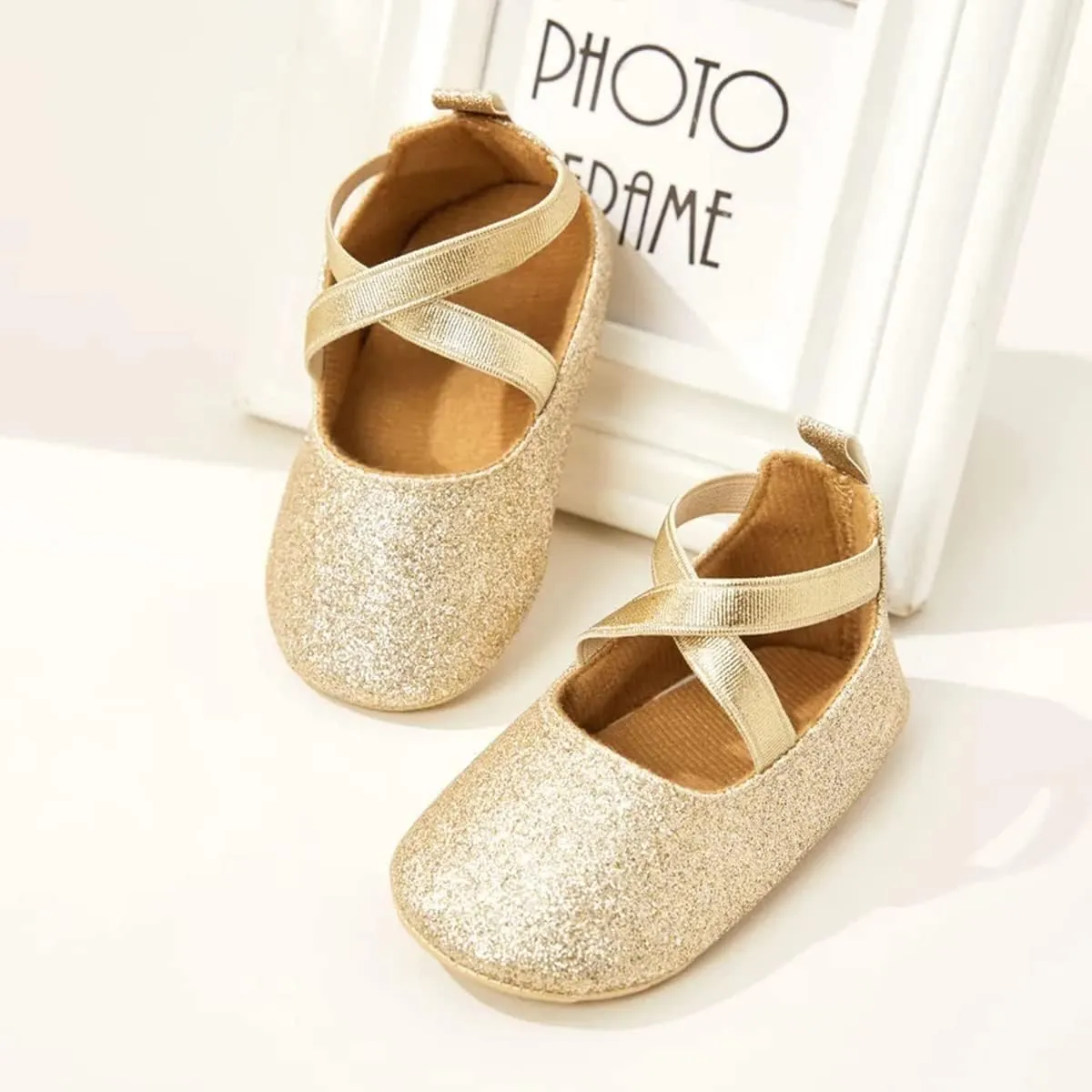 CENCIRILY Infant Baby Girls Mary Jane Flats Non Slip Soft Sole Prewalker Princess Wedding Dress Shoes