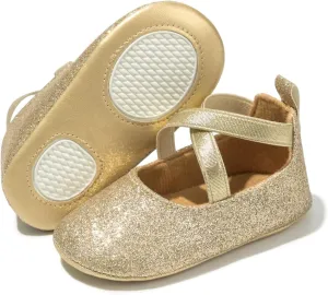CENCIRILY Infant Baby Girls Mary Jane Flats Non Slip Soft Sole Prewalker Princess Wedding Dress Shoes