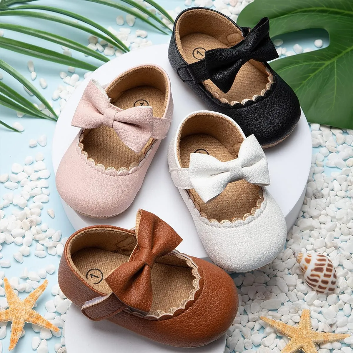 CENCIRILY Infant Baby Girls Mary Jane Flats Non Slip Soft Sole Prewalker Princess Wedding Dress Shoes