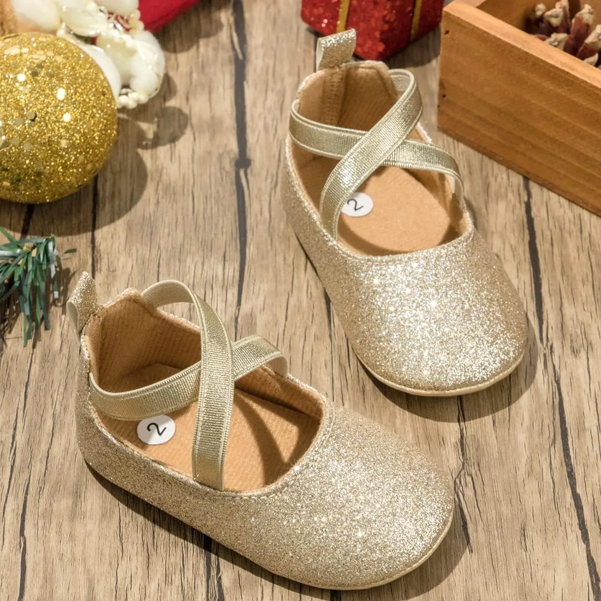 CENCIRILY Infant Baby Girls Mary Jane Flats Non Slip Soft Sole Prewalker Princess Wedding Dress Shoes