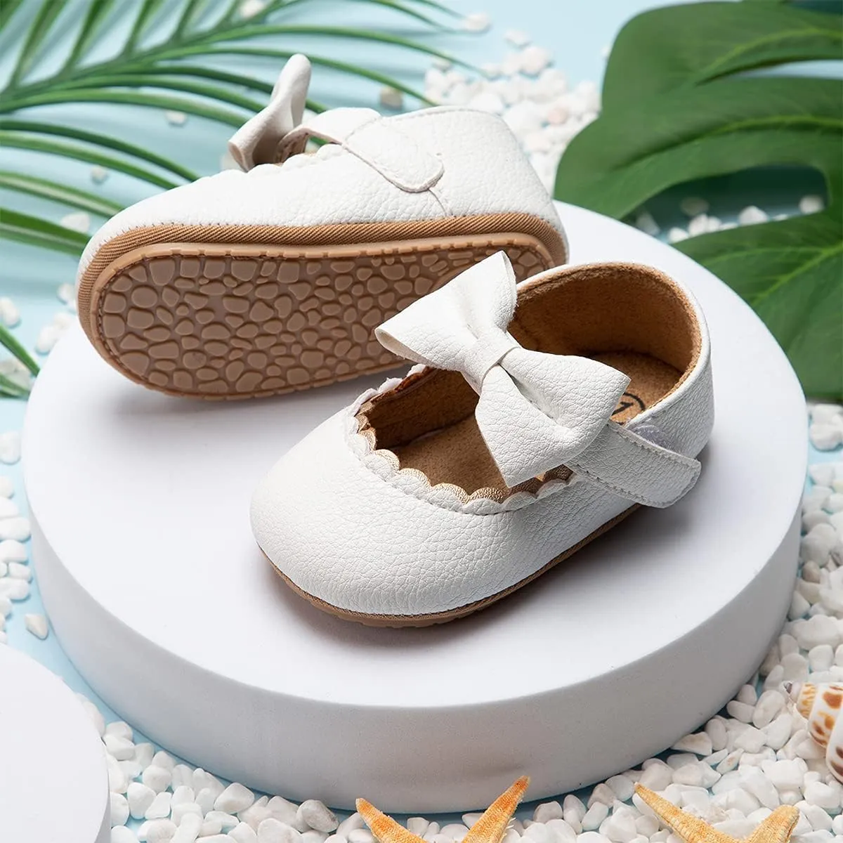 CENCIRILY Infant Baby Girls Mary Jane Flats Non Slip Soft Sole Prewalker Princess Wedding Dress Shoes