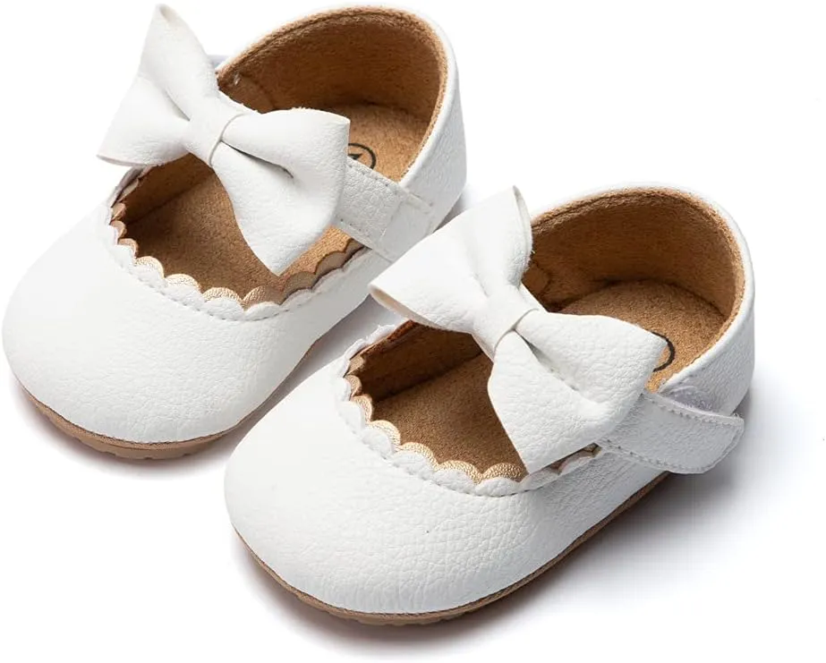 CENCIRILY Infant Baby Girls Mary Jane Flats Non Slip Soft Sole Prewalker Princess Wedding Dress Shoes