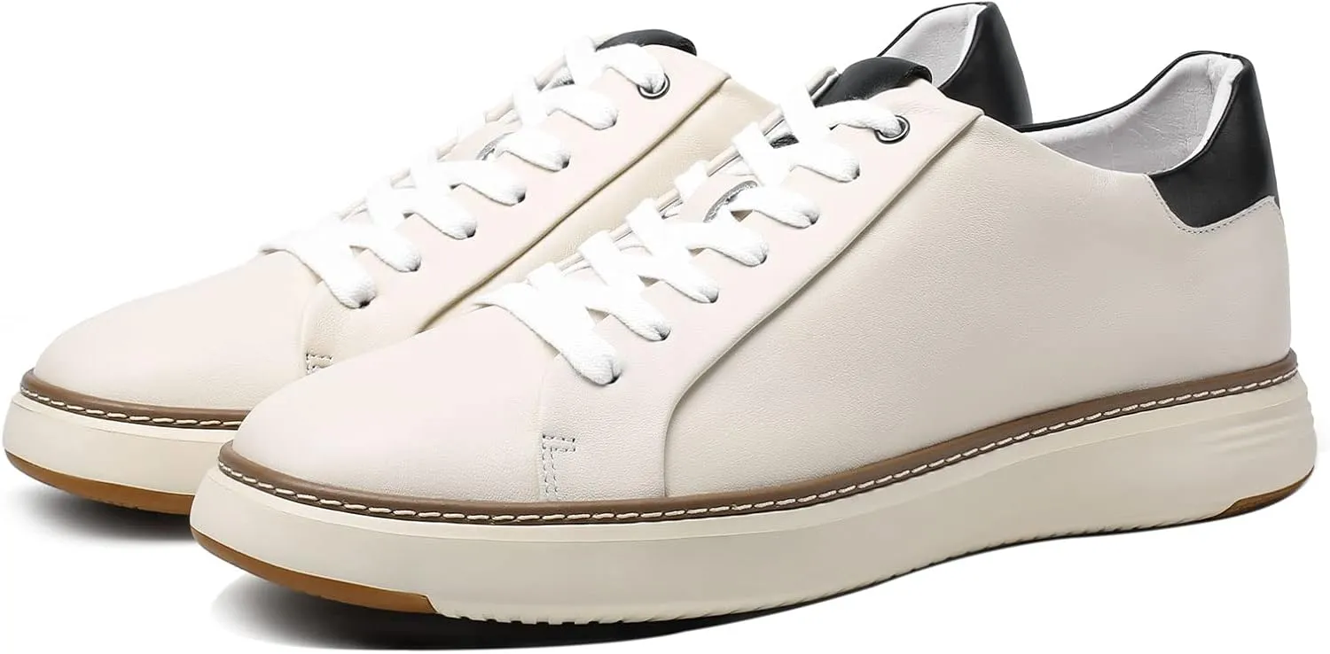 CHAMARIPA Hidden Heel Premium Leather Height Increase Low-Top Skate Shoes Men's Invisible Height Increasing Elevator Casual Fashion Sneaker
