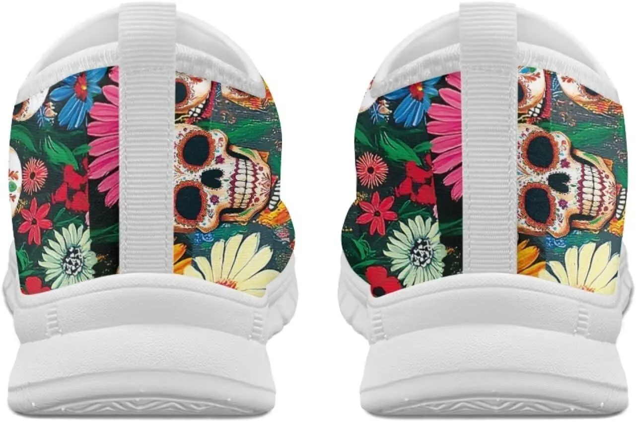 chaqlin Slip on Loafers Skull Low Cut Sneaker Comfortable Soft Mesh Tennis Shoes for Women Men Workout Hands Free Clipper
