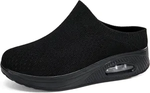 ChayChax Womens Slip-On Orthopedic Mule Sneakers with Air Cushion Casual Wedge Backless Walking Shoes with Arch Support