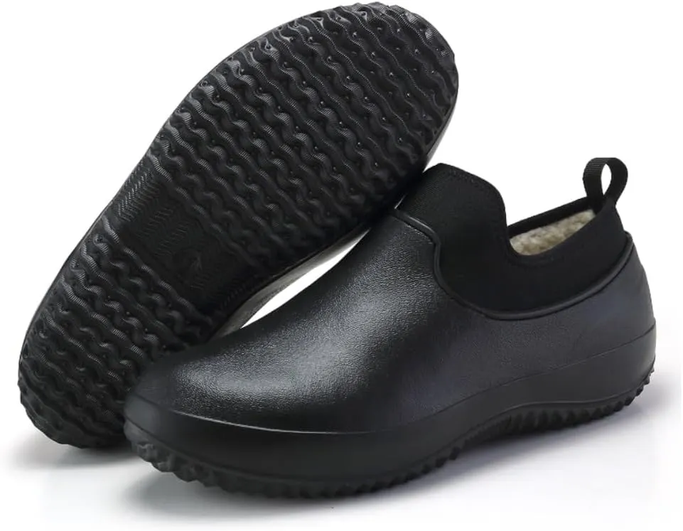 Chef Shoes Kitchen Work Shoes Nurse Shoes Anti-Slip Rain Shoes Outdoor Couple Shoes Waterproof Shoes Mens Gardening Waterproof Rain Boots for People Working in Slippery Working Environments All-Black