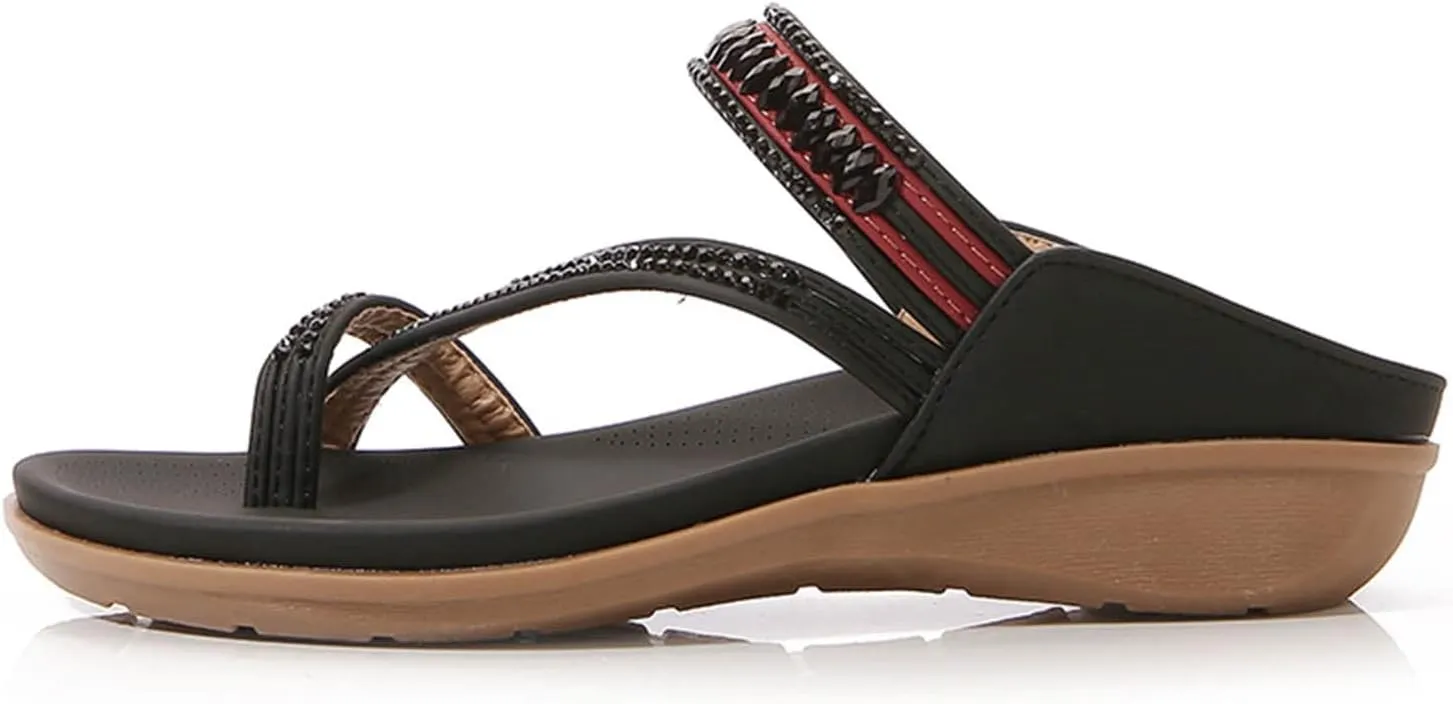 Clip Toe Sandals for Women Comfort Wedge Slip On Flip Flops Summer Casual Roman Shoes Lightweight Comfortable Outdoor Beach Shoes Slipper
