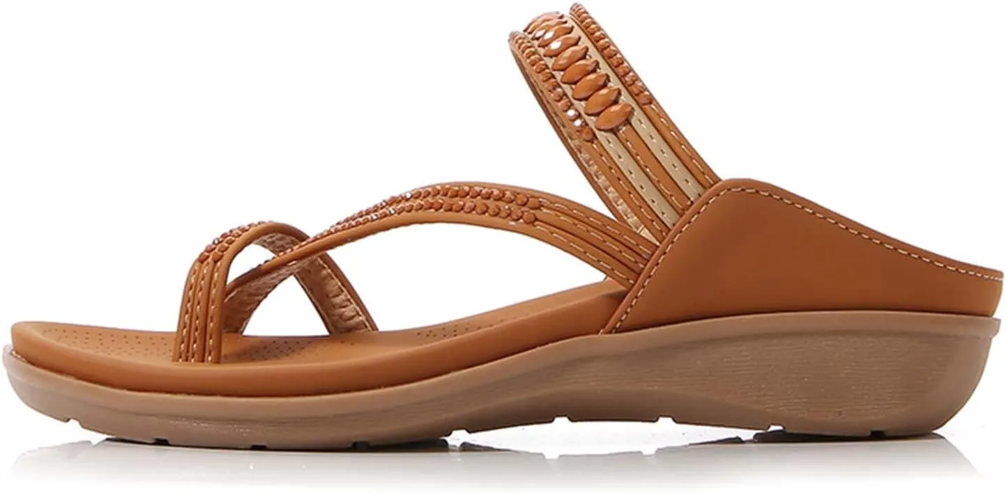 Clip Toe Sandals for Women Comfort Wedge Slip On Flip Flops Summer Casual Roman Shoes Lightweight Comfortable Outdoor Beach Shoes Slipper