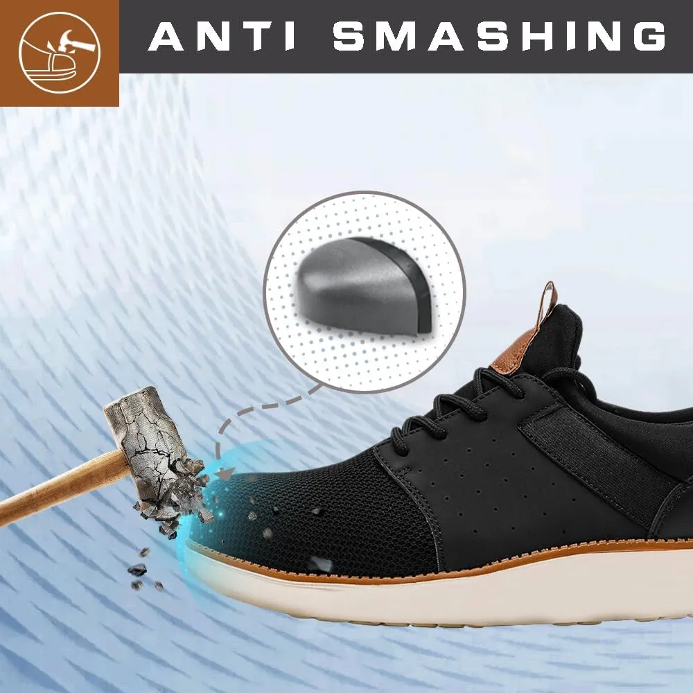CLOAKA Men's Shoes Steel Toe Shoes for Men Mesh Slip On Work Casual Safety Walking Puncture Proof Sneakers