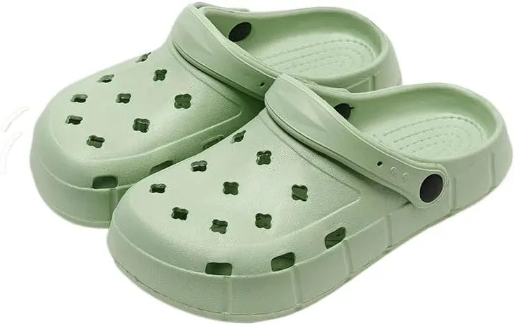 Clogs Women Sandals Summer Casual EVA Lightweight Outdoor Women's Shoes Anti Slip Thick Sole Beach Slides Couple Garden Shoes (A411-Green,Chinese 38-39)