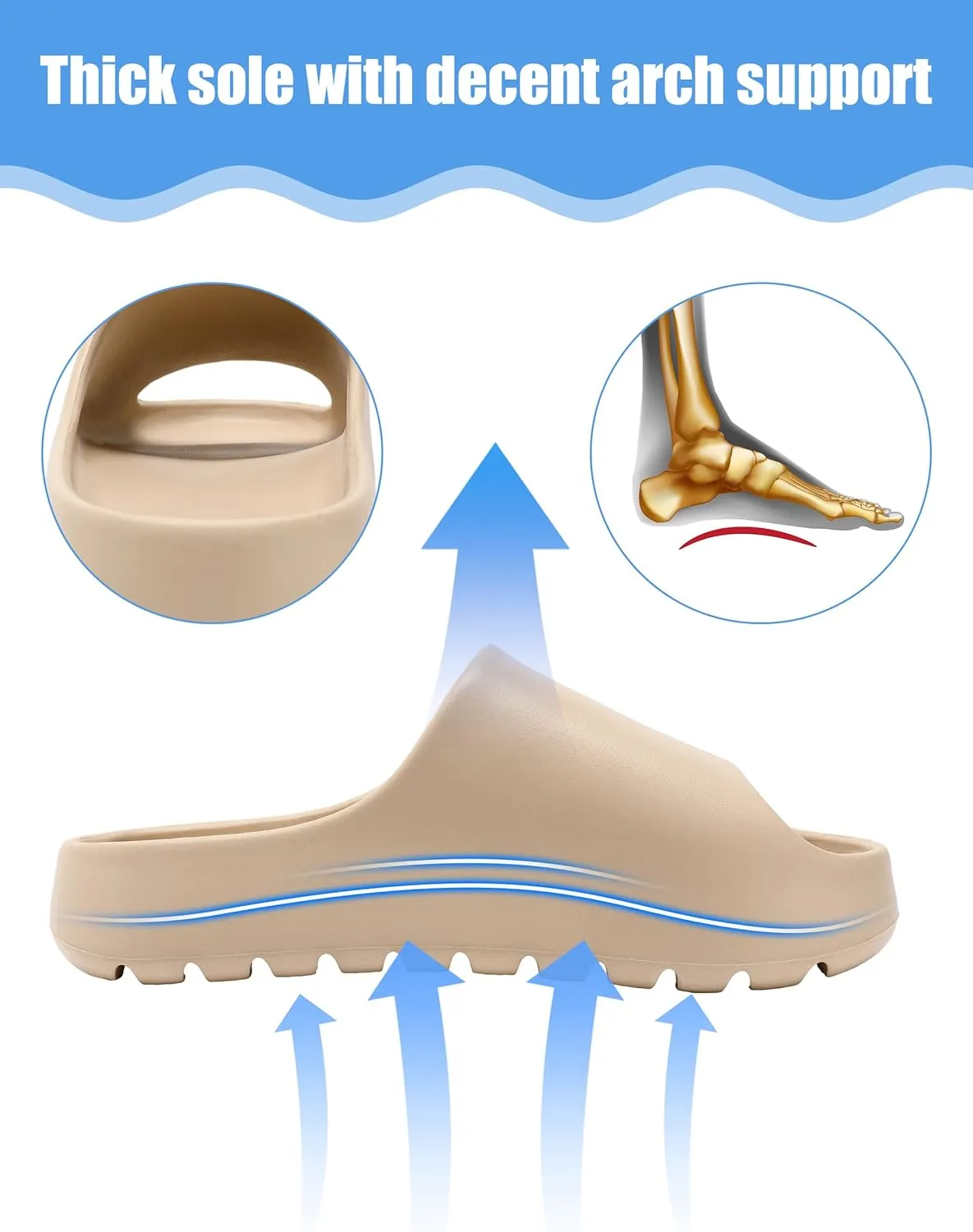 Cloud Slides for Women Men, Womens Walking Sandals Comfortable, Unisex Thick Pillow Slippers, Waterproof House Slide Sandals Indoor Outdoor Shower Shoes
