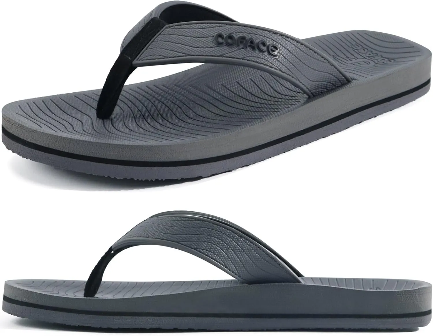 COFACE Men's Flip Flops Comfortable Yoga Mat Cushion Thong Sandals with Arch Support Casual Summer Beach Slides For Man, Size 7~15