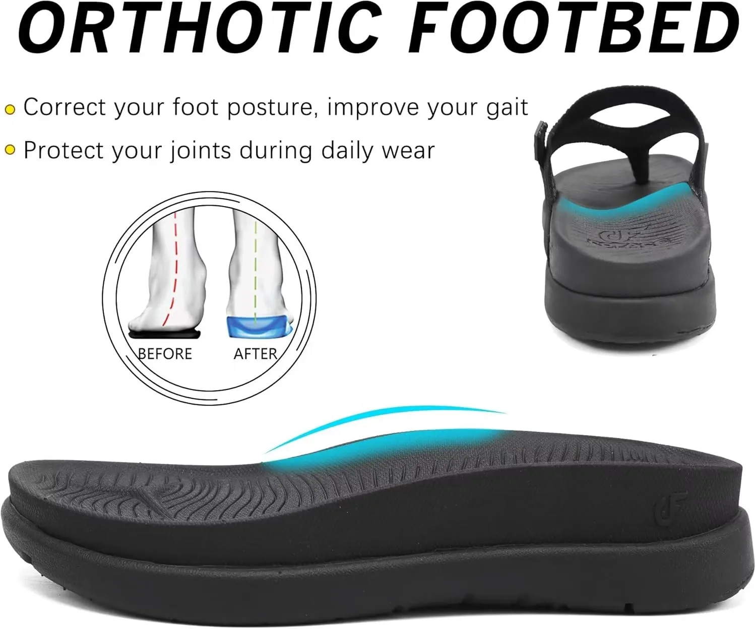 COFACE Womens Fashion Orthotic Flip Flops Recovery Walking Lightweight Athletic Thick Yoga Mat Cushion Thong Sandals With Comfortable Plantar Fasciitis Arch Support