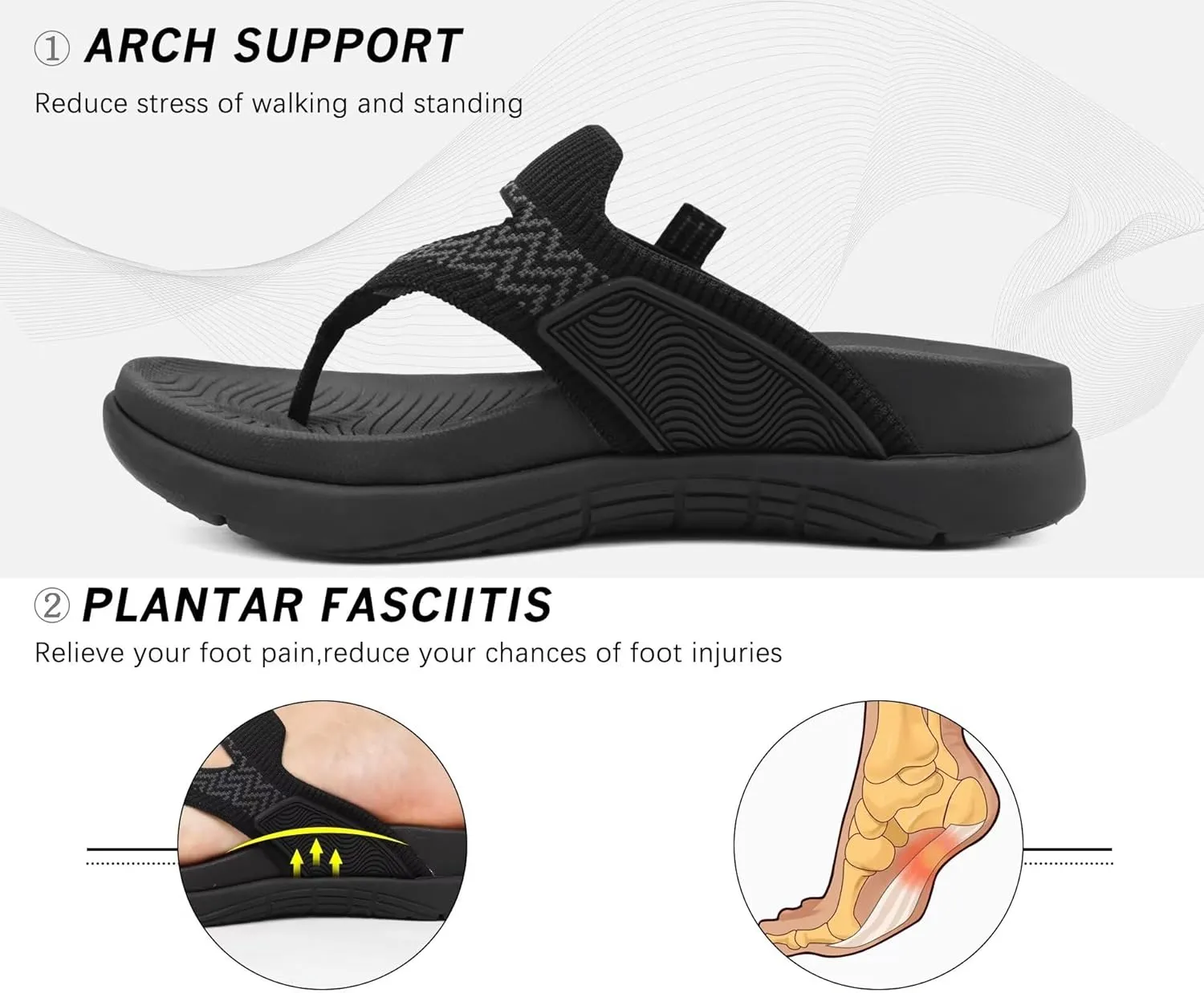 COFACE Womens Fashion Orthotic Flip Flops Recovery Walking Lightweight Athletic Thick Yoga Mat Cushion Thong Sandals With Comfortable Plantar Fasciitis Arch Support