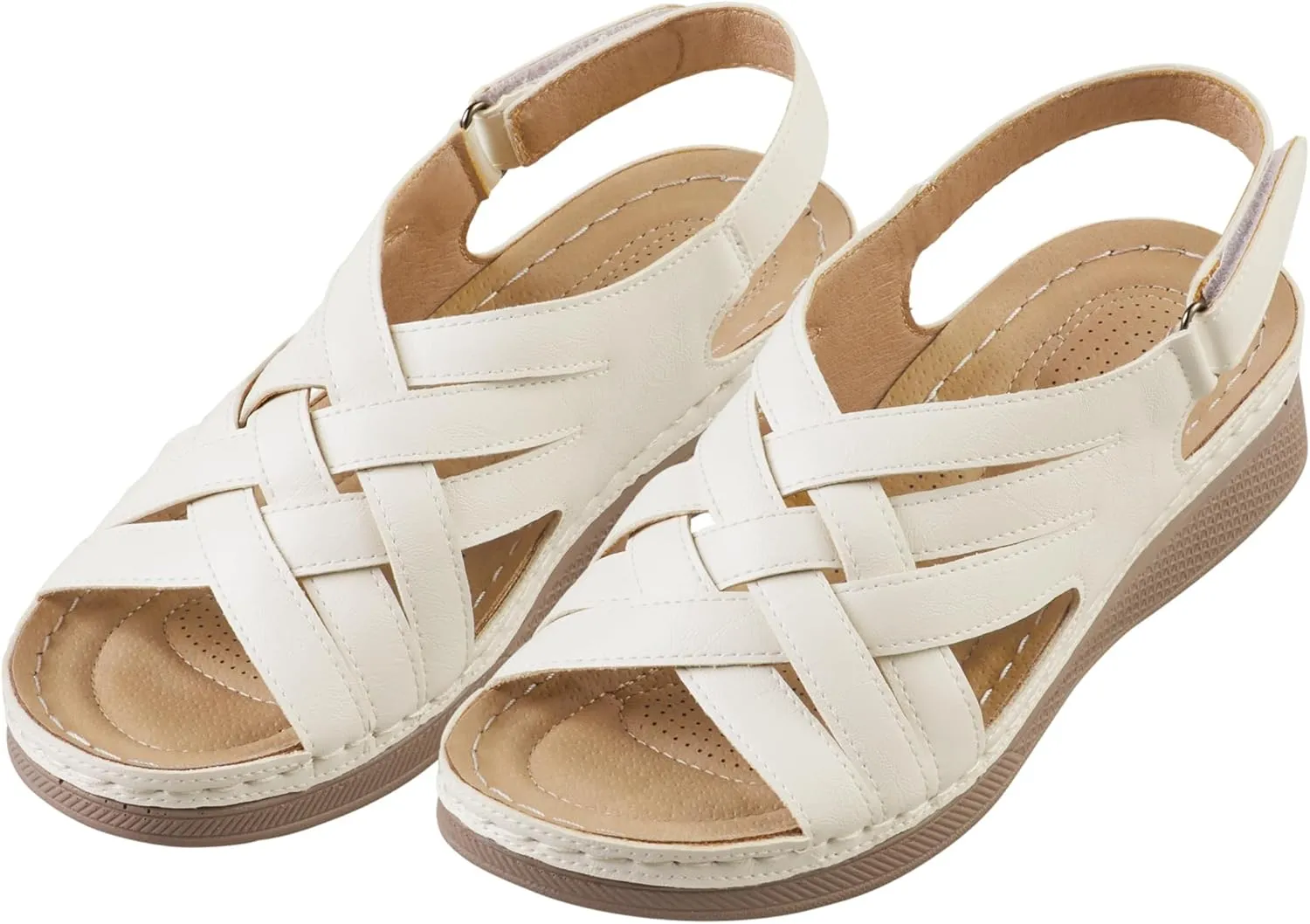 Collections Etc Women's Lightweight Cross-Over Comfort Adjustable Padded Sandals Navy 11
