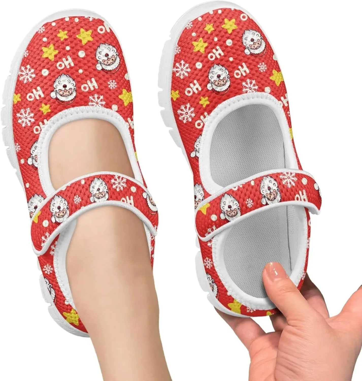Coloranimal Girls Mary Jane Shoes Uniform Shoes Girls' Flats Casual Ballet Dance Shoes Christmas Theme Lightweight Dance Shoes