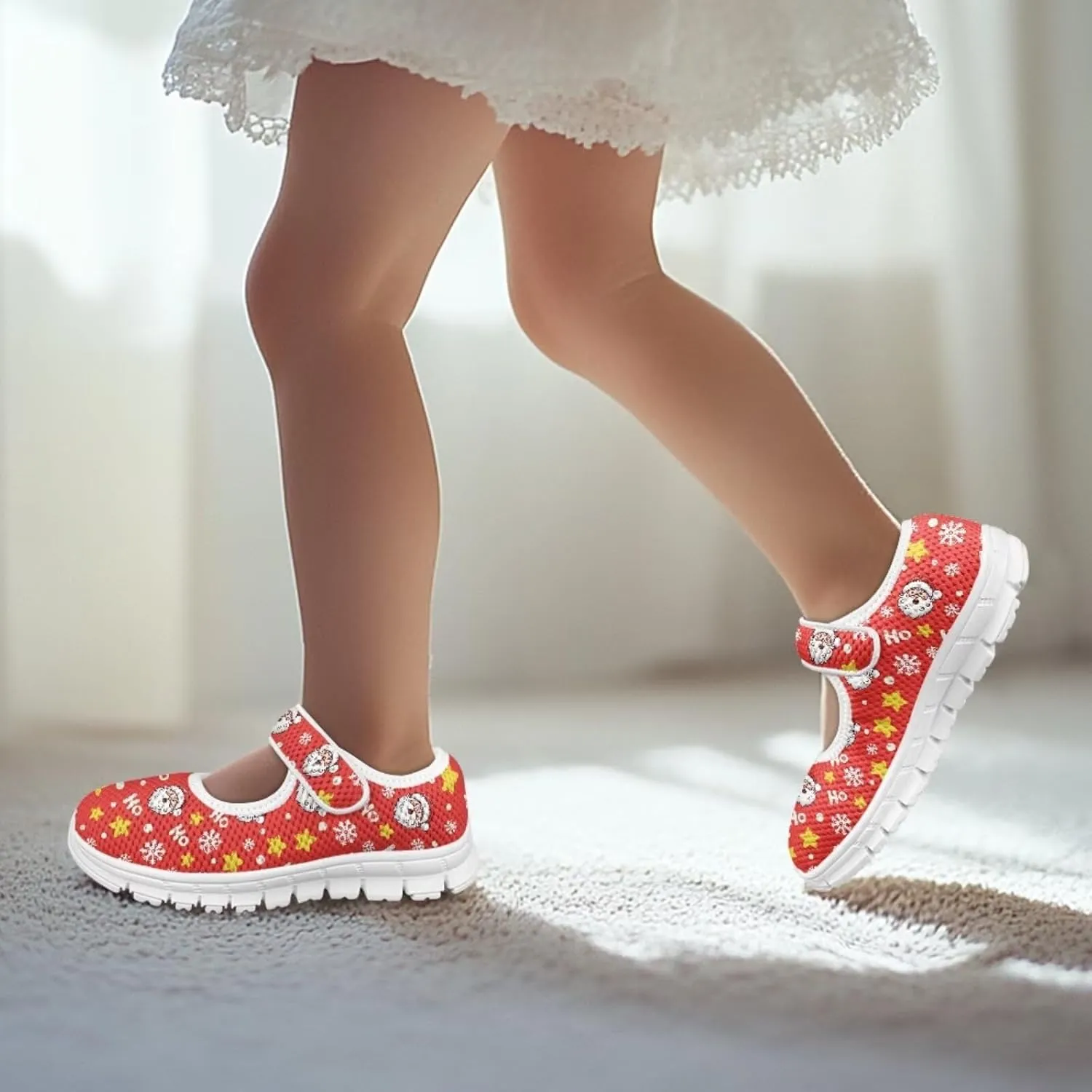Coloranimal Girls Mary Jane Shoes Uniform Shoes Girls' Flats Casual Ballet Dance Shoes Christmas Theme Lightweight Dance Shoes
