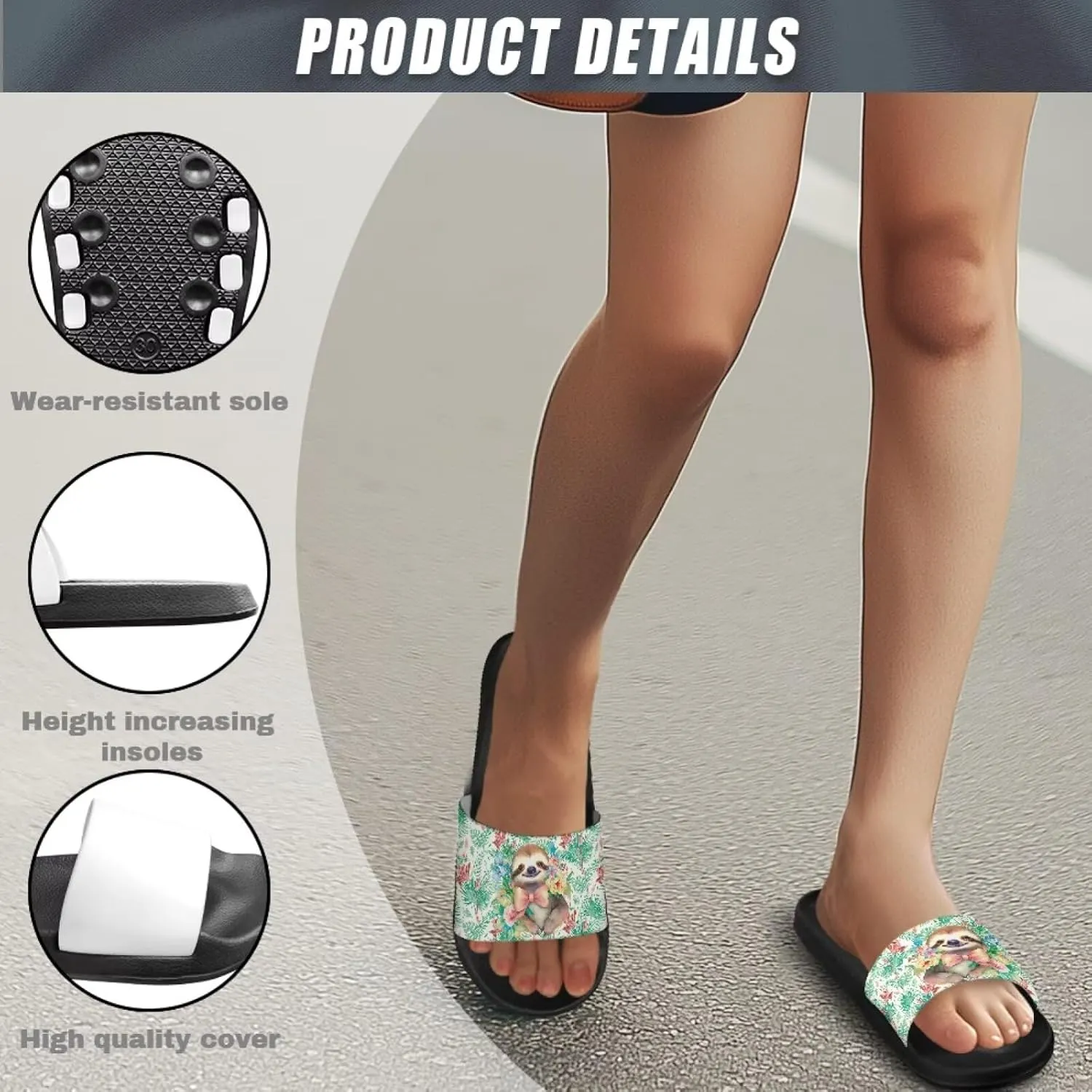 Coloranimal Slippers for Women Summer Beach Sandals House Slippers Shower Shoes Slide Sandals Women Non Slip Beach Shoes