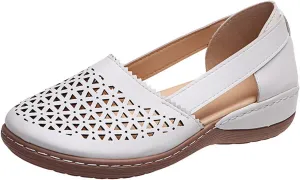 Comfortable Platform Sandals for Women Solid Round Head Closed Toe Hollow Out Breathable Slip-on Casual Shoes Summer Lightweight Wedge Sandalias