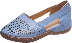 Comfortable Platform Sandals for Women Solid Round Head Closed Toe Hollow Out Breathable Slip-on Casual Shoes Summer Lightweight Wedge Sandalias