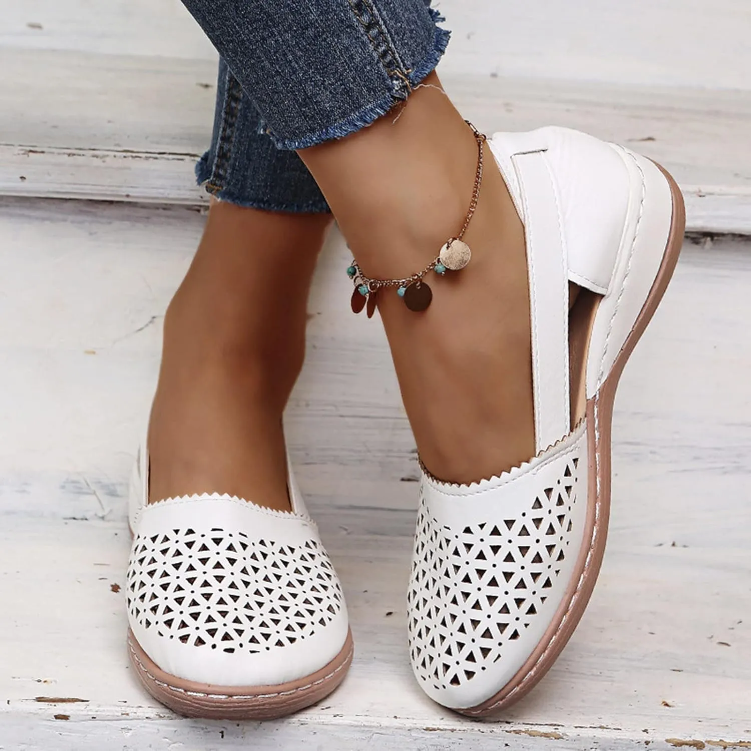 Comfortable Platform Sandals for Women Solid Round Head Closed Toe Hollow Out Breathable Slip-on Casual Shoes Summer Lightweight Wedge Sandalias
