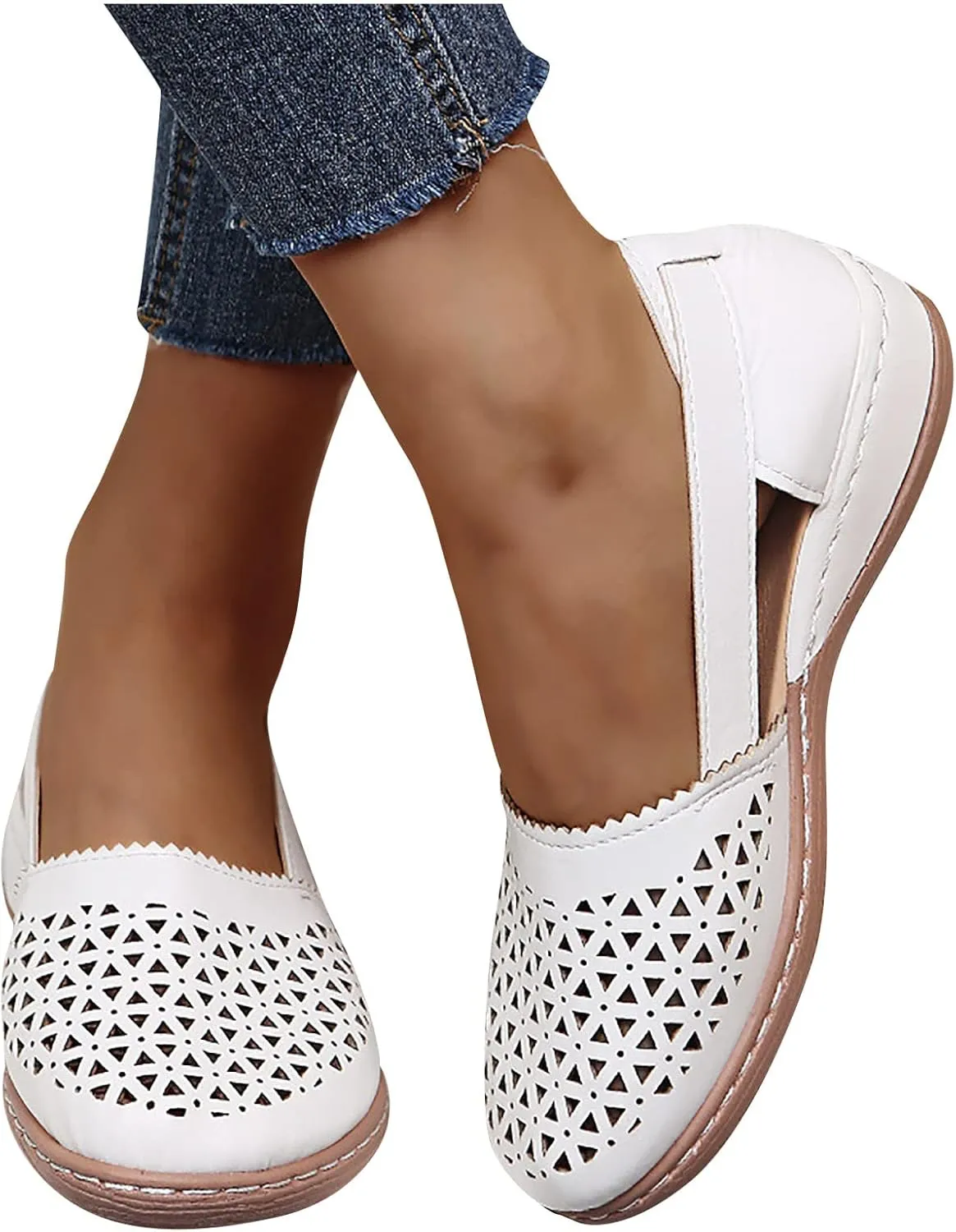 Comfortable Platform Sandals for Women Solid Round Head Closed Toe Hollow Out Breathable Slip-on Casual Shoes Summer Lightweight Wedge Sandalias