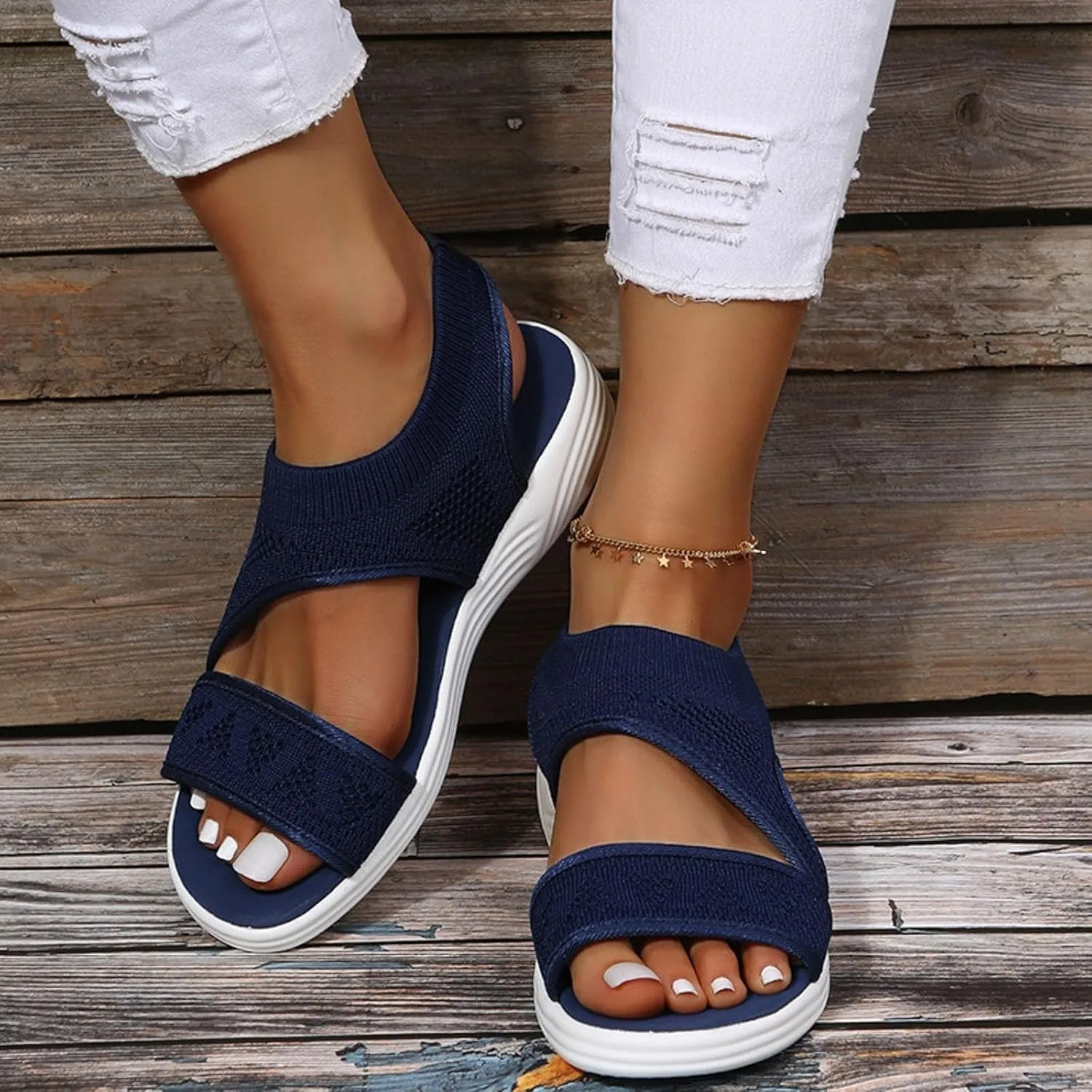 Comfortable Walking Sandals for Women,Orthopedic Sandals for Women Arch Support Hiking Sandals Casual Open Toe Sport Sandals Lightweight Athletic Sandals with Hook and Loop Straps for Beach Vacation