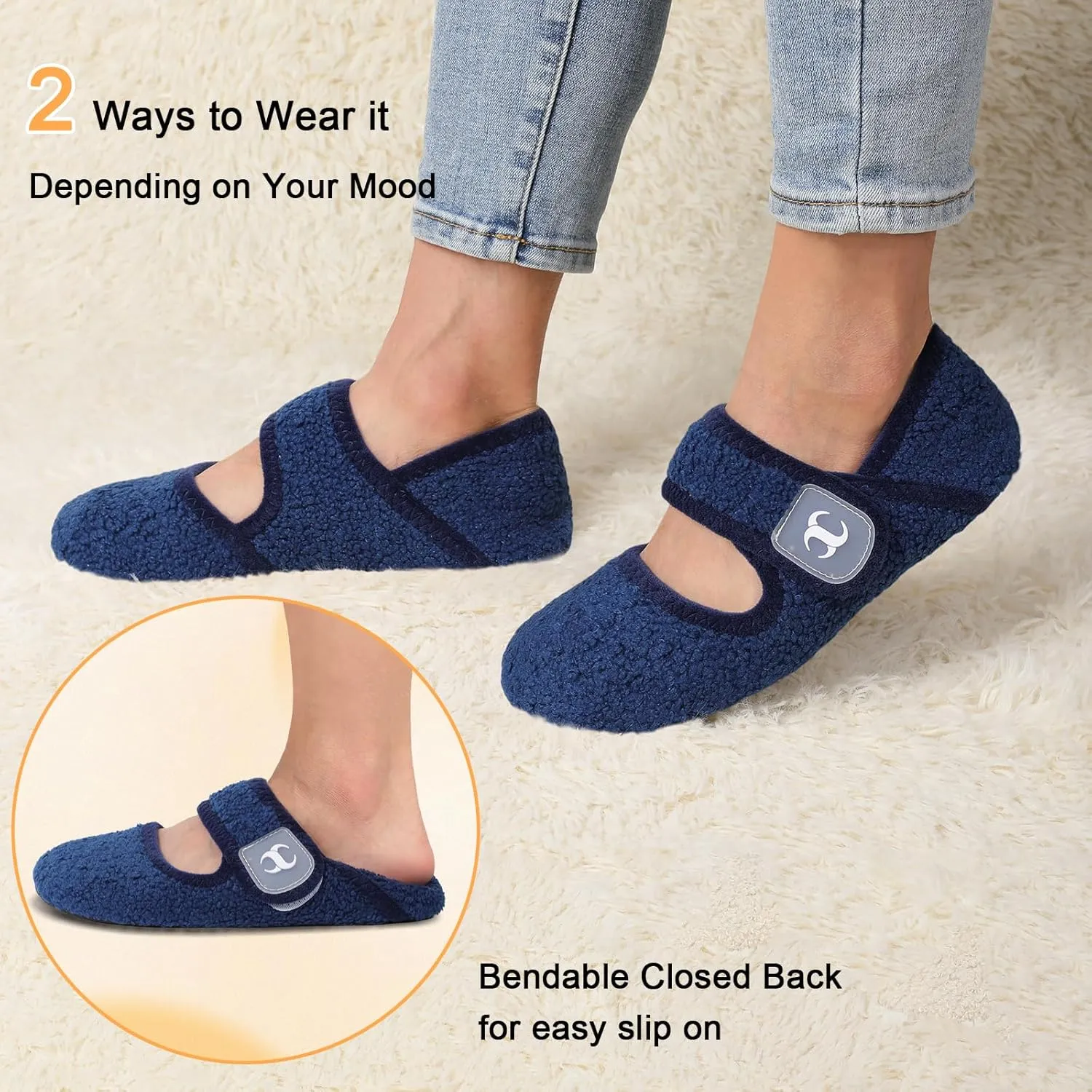Comfy House Slippers for Women & Men - Wide Diabetic Sock Slippers, Soft & Cozy Barefoot House Shoes