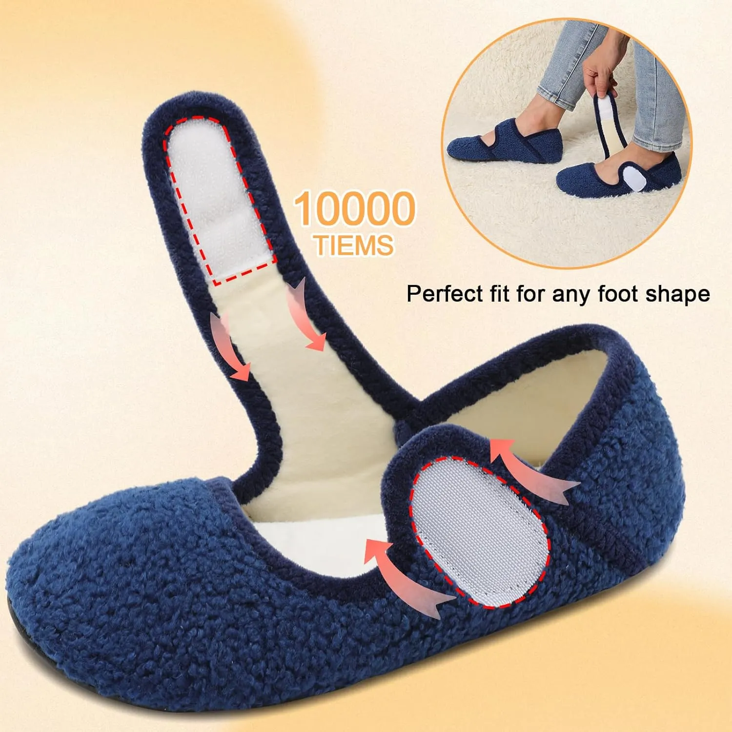Comfy House Slippers for Women & Men - Wide Diabetic Sock Slippers, Soft & Cozy Barefoot House Shoes