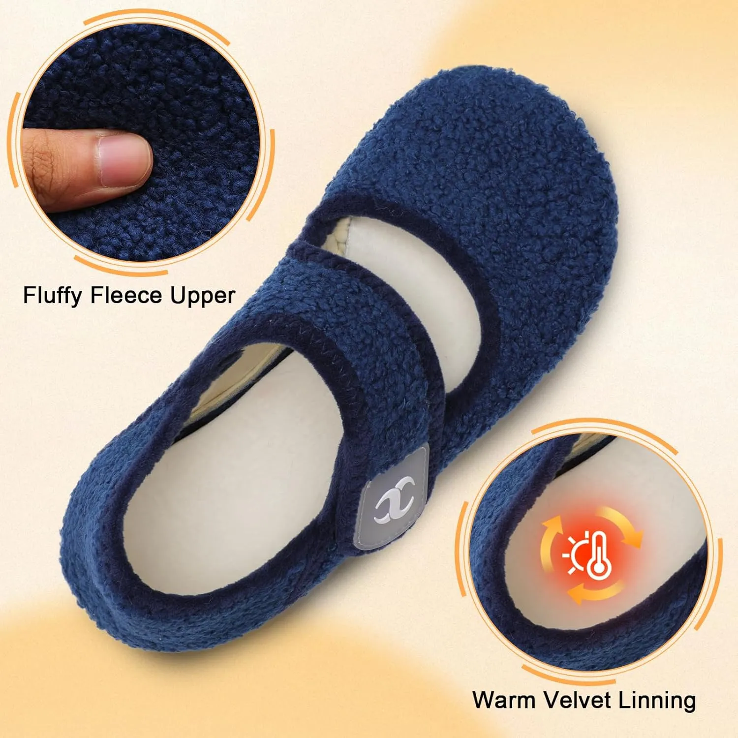Comfy House Slippers for Women & Men - Wide Diabetic Sock Slippers, Soft & Cozy Barefoot House Shoes