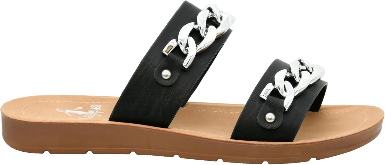 Corkys Footwear Seeing Double Sandals - Where Comfort Meets Chic with Lightweight Feel, Two Straps With a Chunky Chain Detail, And Comfortable Insoles