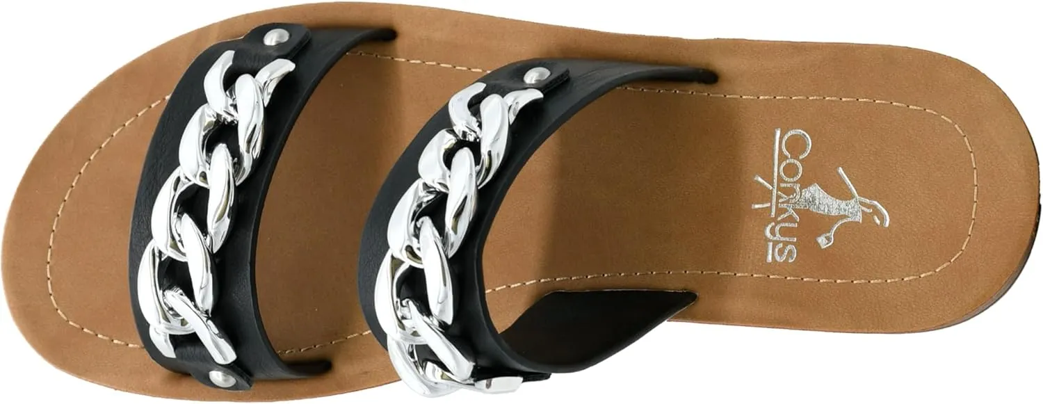 Corkys Footwear Seeing Double Sandals - Where Comfort Meets Chic with Lightweight Feel, Two Straps With a Chunky Chain Detail, And Comfortable Insoles
