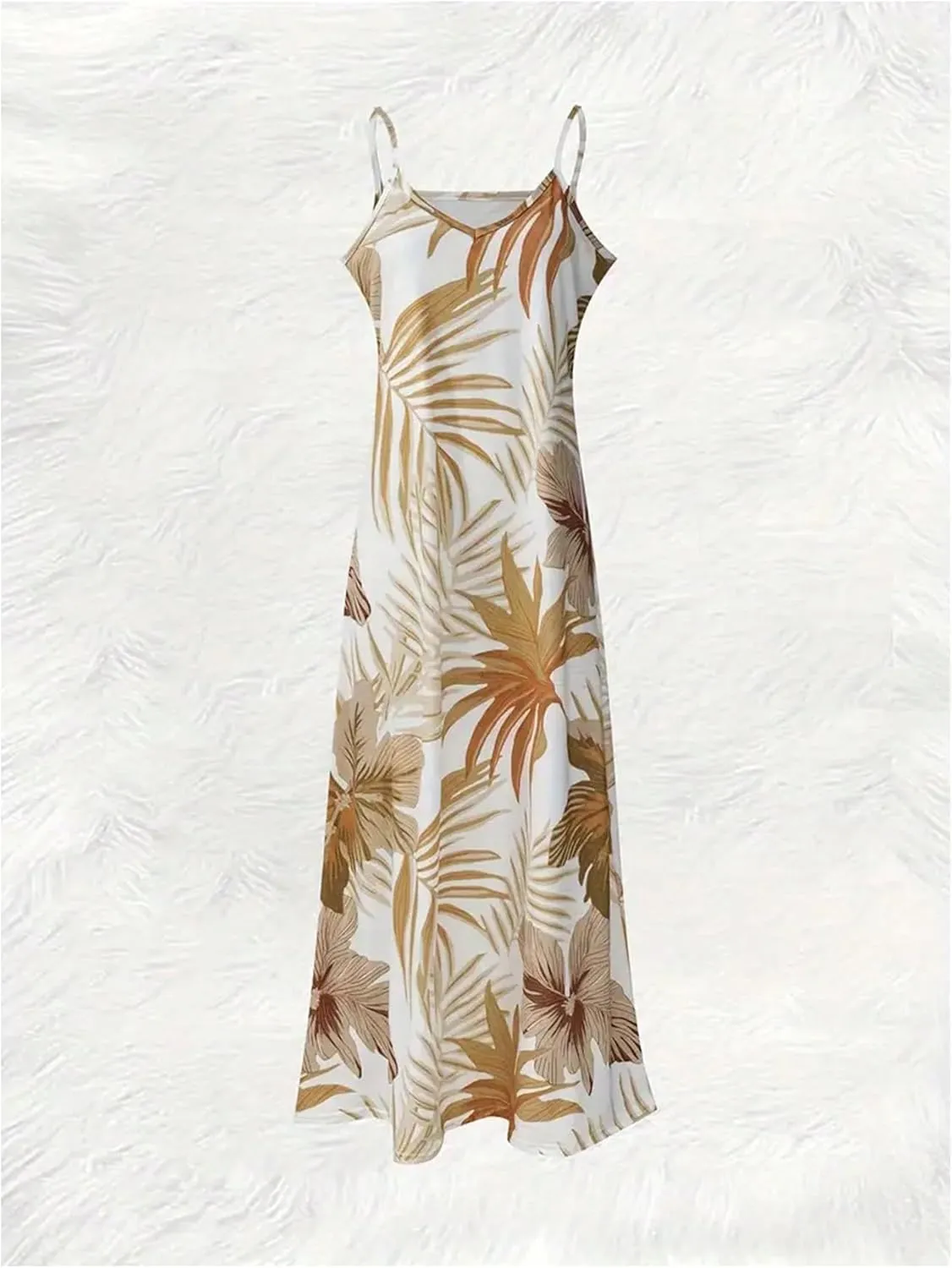 COZYEASE Women's Boho Tropical Print Cami Dress Sleeveless Straight Loose Maxi Dress