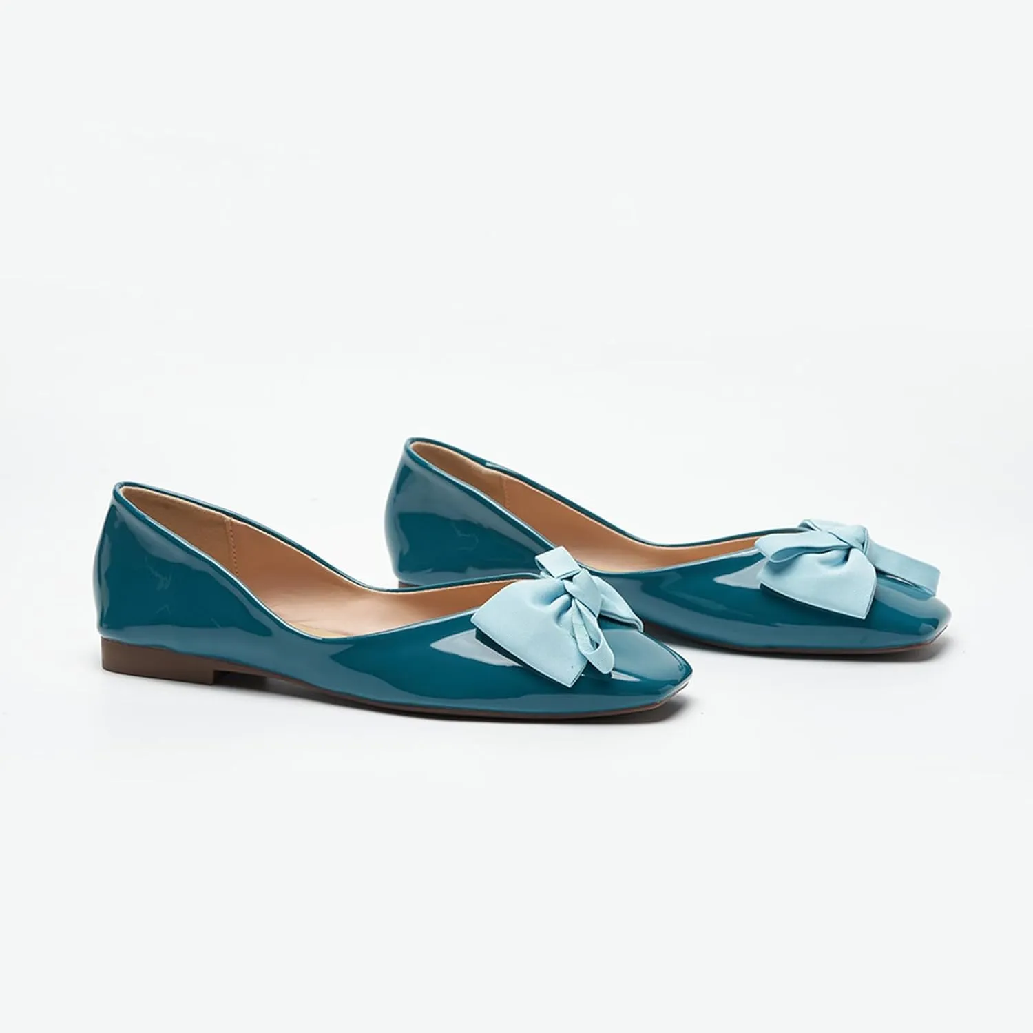 C.Paravano Women's Shoes with Bow | Casual Slip On Ballet Flats | Comfortable Square Toe Walking Shoes | Women Dressy Flats for Wedding Work Business Office