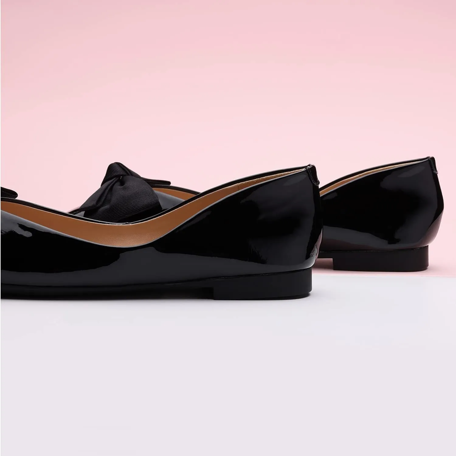 C.Paravano Women's Shoes with Bow | Casual Slip On Ballet Flats | Comfortable Square Toe Walking Shoes | Women Dressy Flats for Wedding Work Business Office
