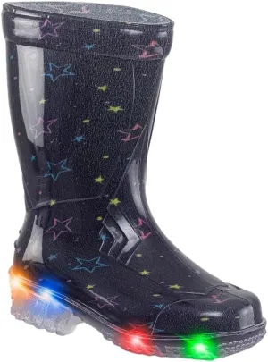 CROYDON Unisex Toddler Kids Light Up Rain Boots Premium Natural Rubber | Waterproof | Lighweight | Girls | Boys (FRANS STARS, US Footwear Size System, Little Kid, Numeric, Wide, 13)