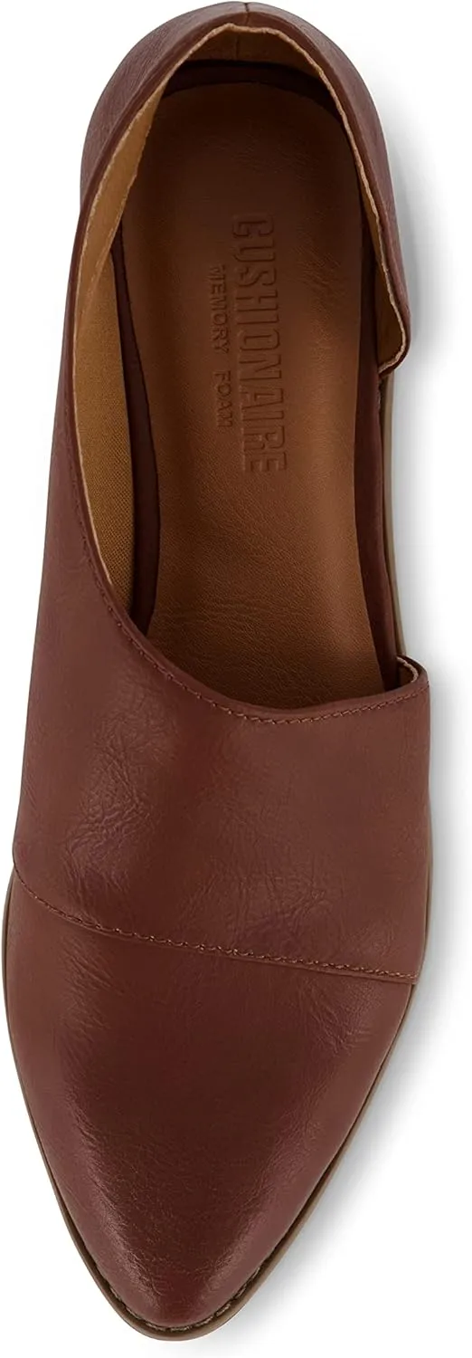 CUSHIONAIRE Women's Puck Side Cut Out Flat  Memory Foam and Wide Widths Available