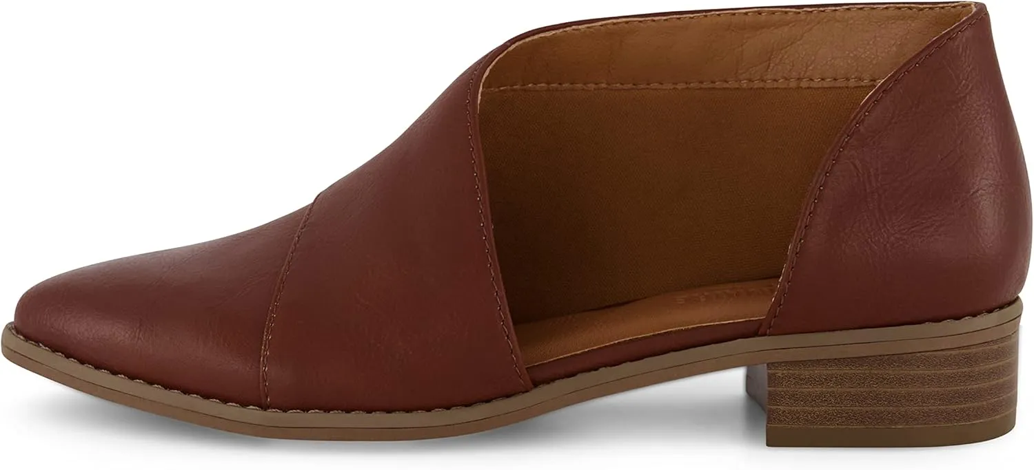 CUSHIONAIRE Women's Puck Side Cut Out Flat  Memory Foam and Wide Widths Available